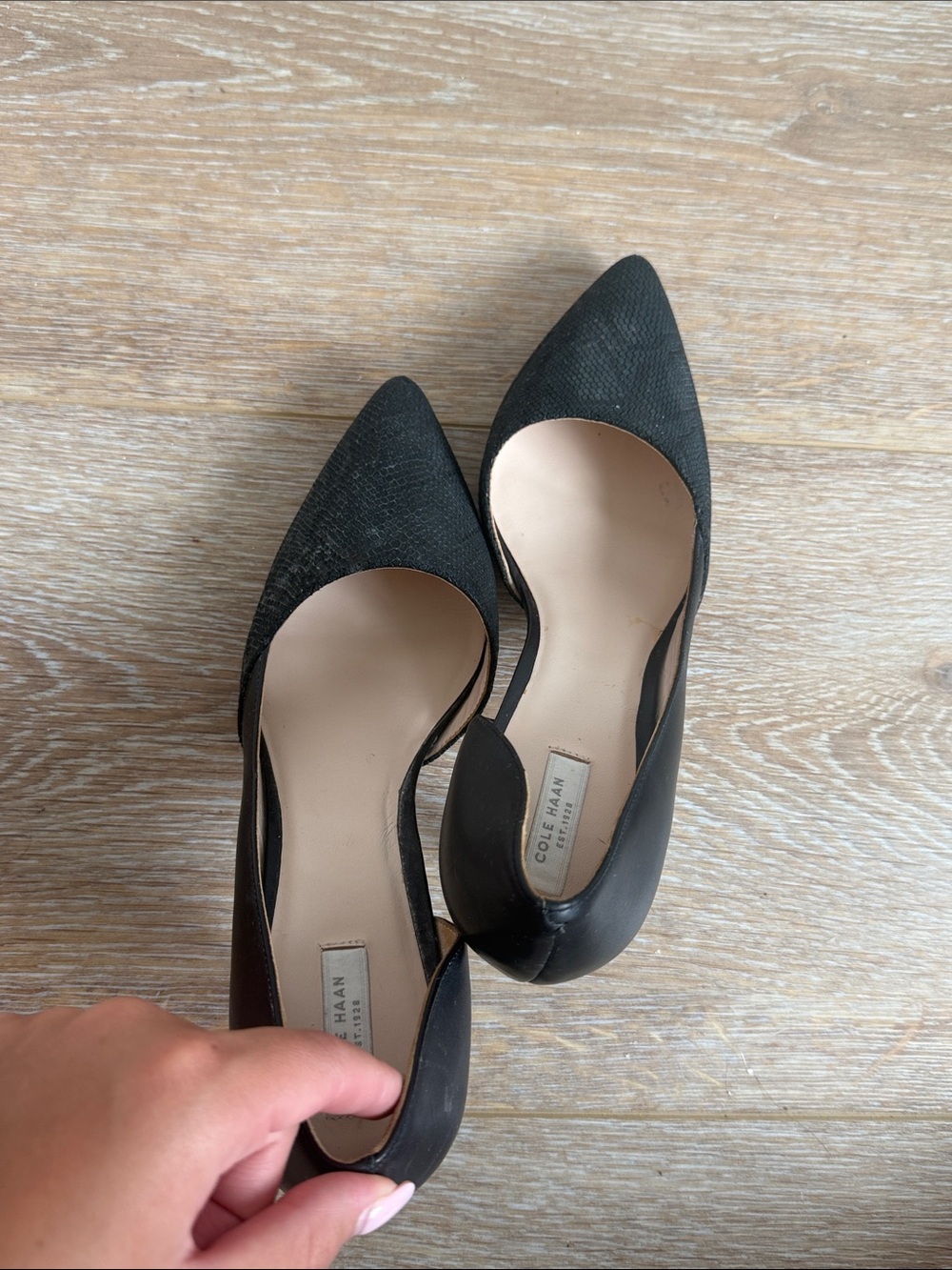 Cole Haan Black Pointed D'Orsay Heels